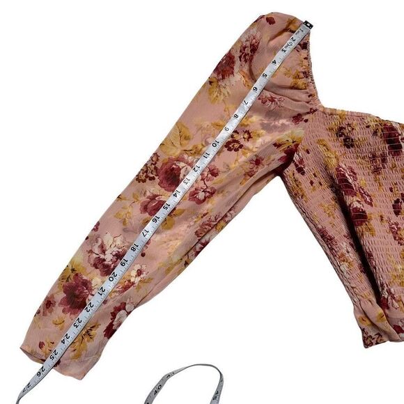 Express Pink Floral Smocked Puff Sleeve Blouse Womens Medium NWT Boho Girlcore - Picture 8 of 9